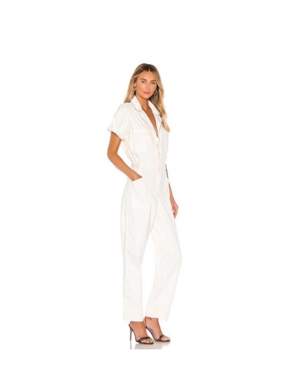 Pistola White Short-Sleeve Utility Grover Jumpsuit